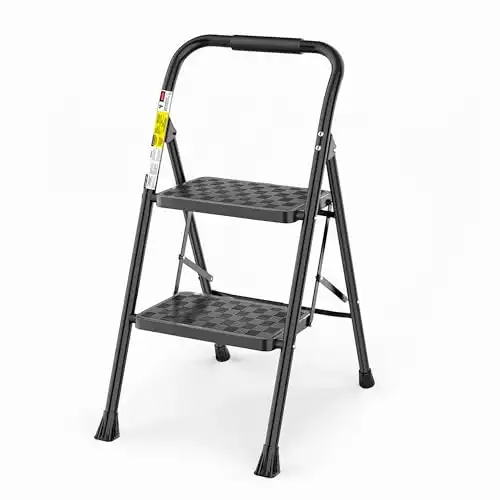 HBTower 2 Step Ladder, Step Stool for Adults,2 Step Ladder Folding Step Stool,330 lbs Capacity with Wide Anti-Slip Pedal Ergonomic Design