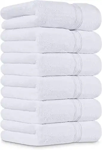 Utopia Towels [6 Pack Premium Hand Towels Set, (16 x 28 inches) 100% Ring Spun Cotton, Ultra Soft and Highly Absorbent 600GSM Towels for Bathroom, Gym, Shower, Hotel, and Spa (White)