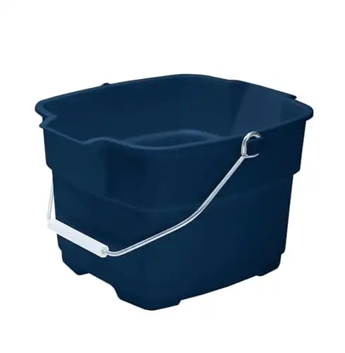 Rubbermaid Roughneck Square Bucket, 15-Quart, Blue, Sturdy Pail Bucket Organizer Household Cleaning Supplies Projects Mopping Storage Comfortable Durable Grip Pour Handle