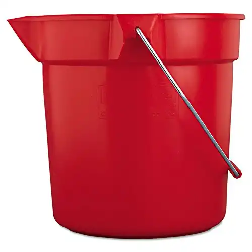 Rubbermaid Commercial Products 2.5 Gallon Brute Heavy-Duty, Corrosive-Resistant, Round Bucket, Red FG296300RED