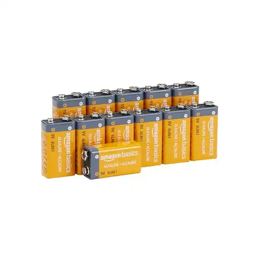 Amazon Basics 12-Pack 9 Volt Alkaline Performance All-Purpose Batteries, 5-Year Shelf Life, Packaging May Vary