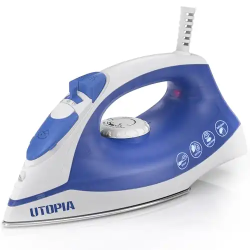 Utopia Home Steam Iron for Clothes - Non-Stick Soleplate - 1200W Clothes Iron - Textile Iron 2.3 meter Long Cord Adjustable Thermostat Control, Overheat Safety Protection & Variable Steam Control ...