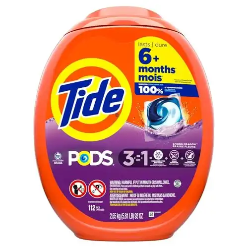 Tide PODS Laundry Detergent Pods, Spring Meadow Scent, 112 Count, Concentrated Laundry Soap Detergent, Stain Remover and Color Protector