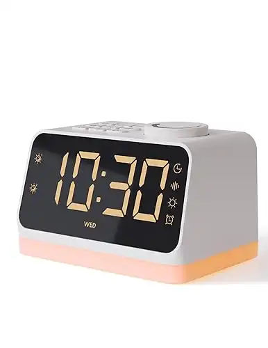 BABELIO White Noise Sound Machine & Alarm Clock, 17 Smoothing Sounds, 9 Night Light, Sleep Timer, 16-Level Volume Control, 4-in-1 Gentle Wake up White Noise Machine for Sleeping, Adults, Kids, Bab...