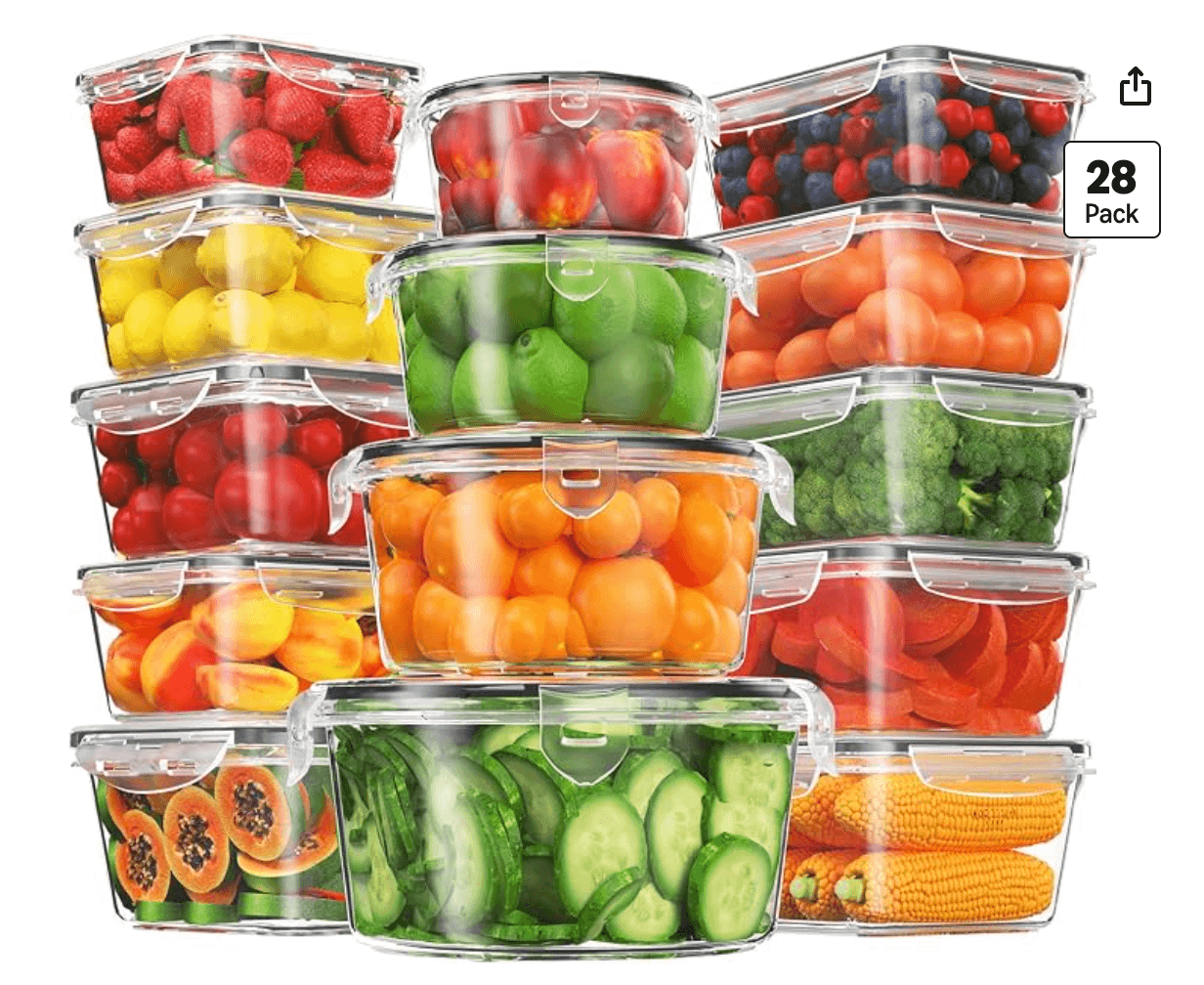 28 Pieces Food Storage Containers with Lids EXTRA LARGE Freezer Containers for Food BPA-Free Meat Fr