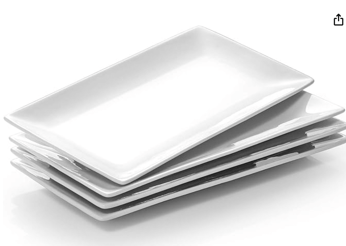 DOWAN 12\\\\\\\\\\\\\\\" Rectangle Plates Set of 4 - White Serving Platters for Party, Wedding, and 