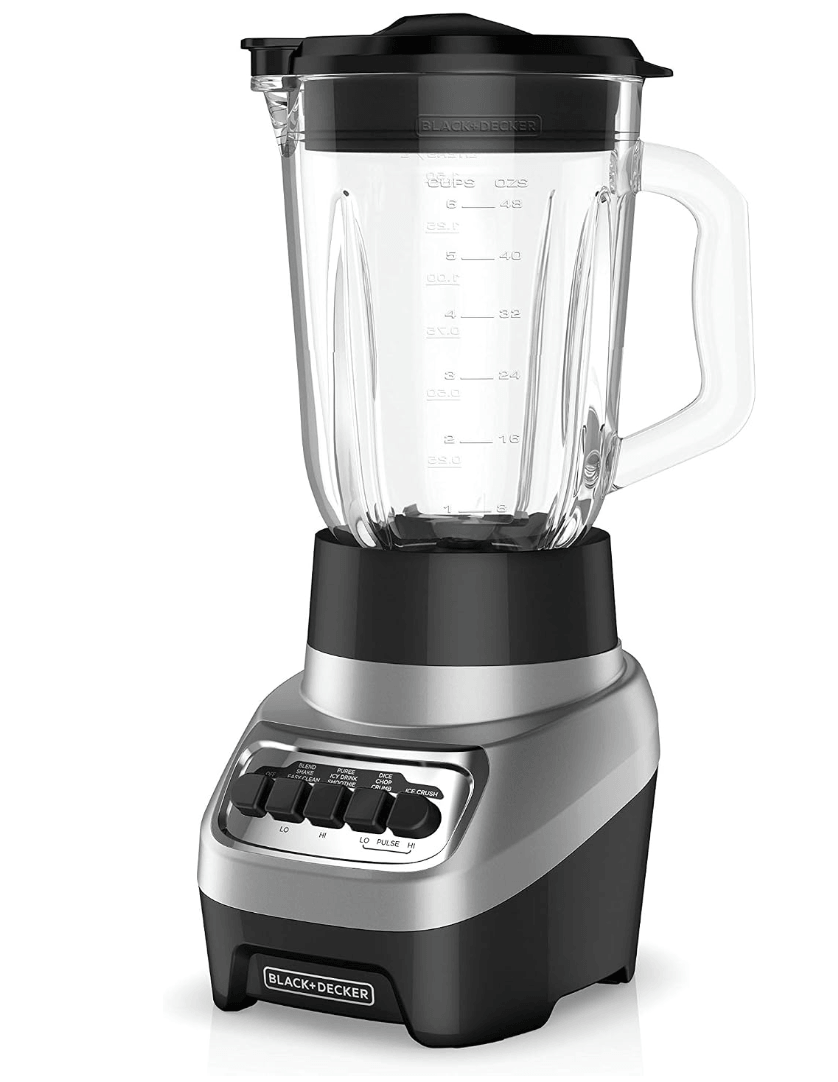 BLACK+DECKER PowerCrush Multi-Function Blender with 6-Cup Glass Jar, 4 Speed Settings, Silver