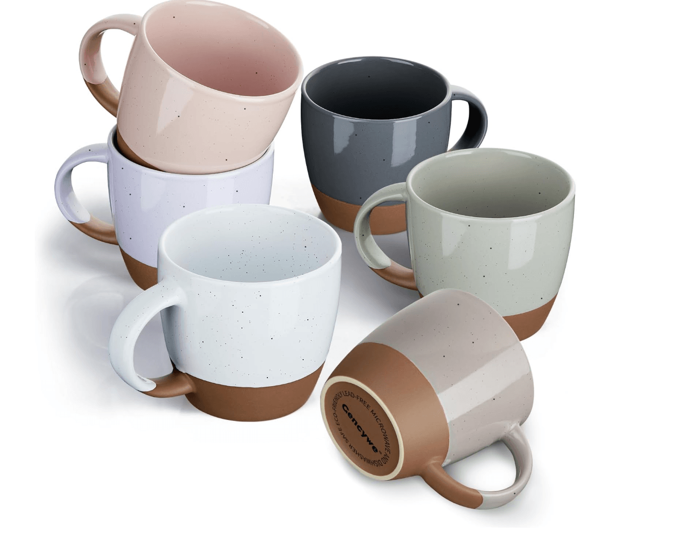 Morandi Color Ceramic Coffee Mugs Set of 6 (Large),18 oz Coffee Cups with Handle, Latte Mug, Big Mug