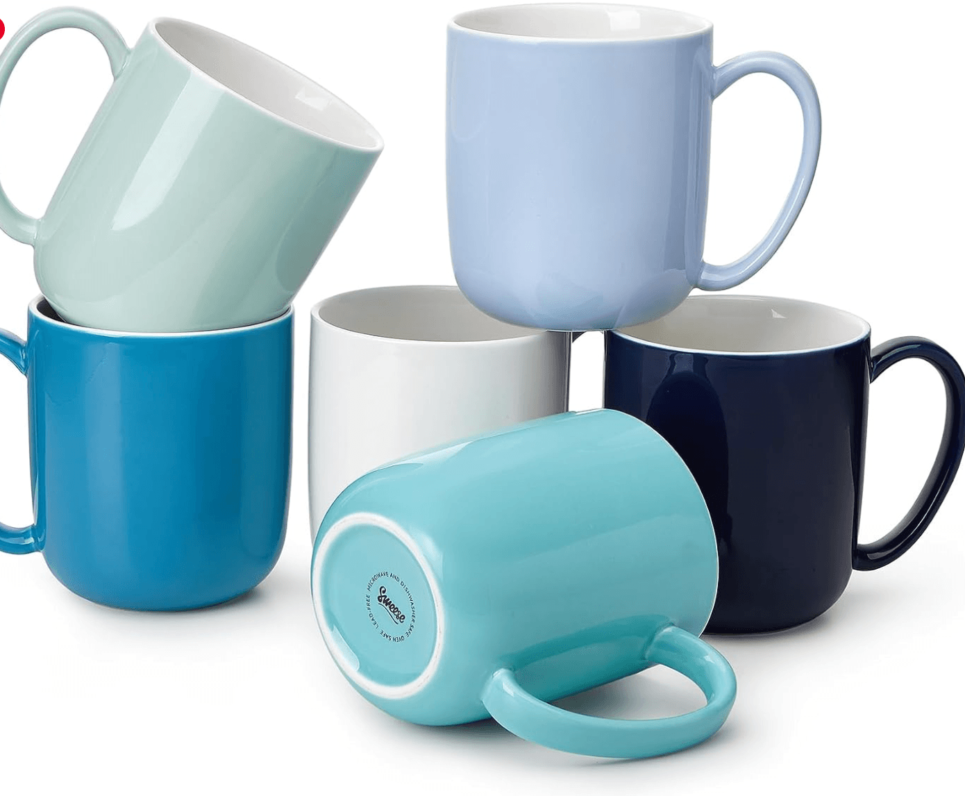 Sweese Porcelain Coffee Mugs Set of 6, 20oz Large Coffee Mugs Porcelain with Big Handle, Assorted Co