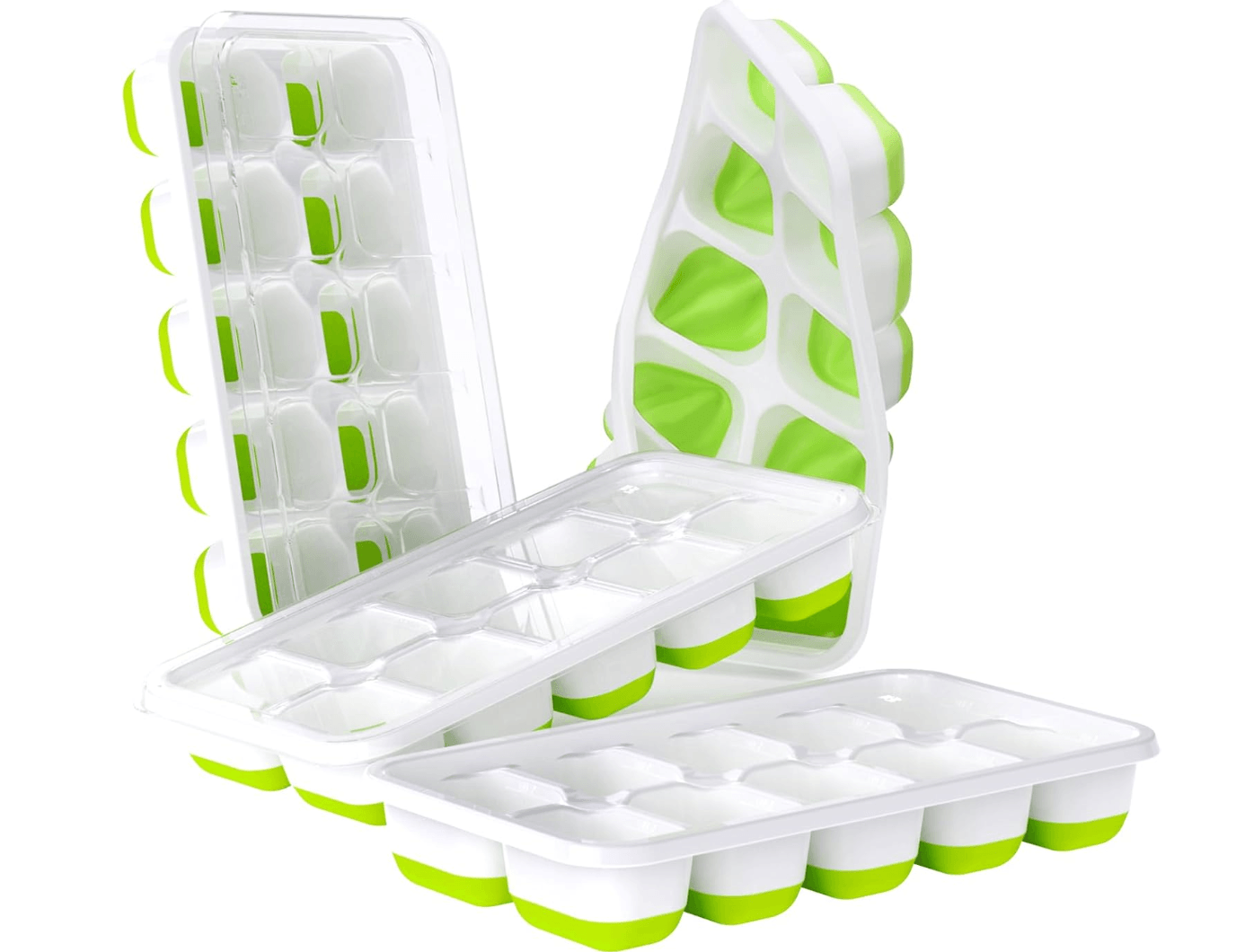 DOQAUS Ice Cube Tray with Lids, 4 Pack Silicone Ice Trays for Freezer
