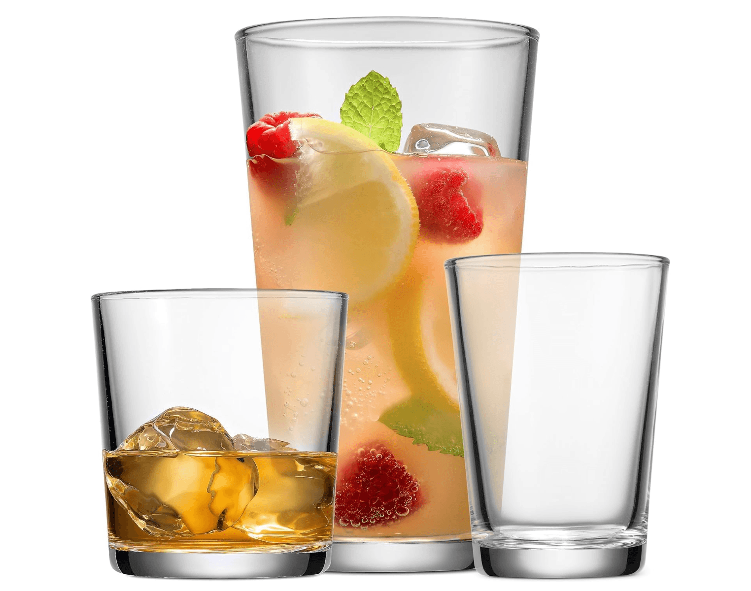 Glaver\\\'s Drinking Glasses, 24 Pc. Glass Cups, Includes 8 Highball Glasses 17 oz., 8 Rocks Glasses
