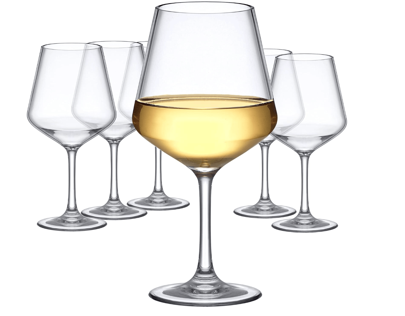 Amazing Abby - Sasha - 14-Ounce Unbreakable Tritan Wine Glasses (Set of 6), Plastic Wine Glasses, Re
