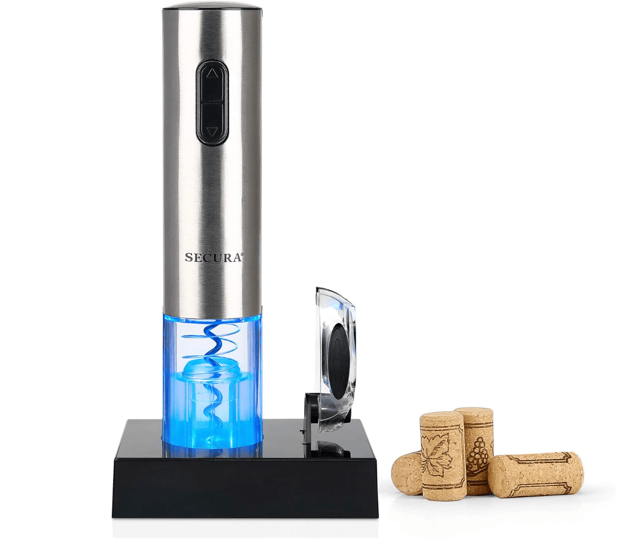 Secura Electric Wine Opener, Automatic Electric Wine Bottle Corkscrew Opener with Foil Cutter, Recha