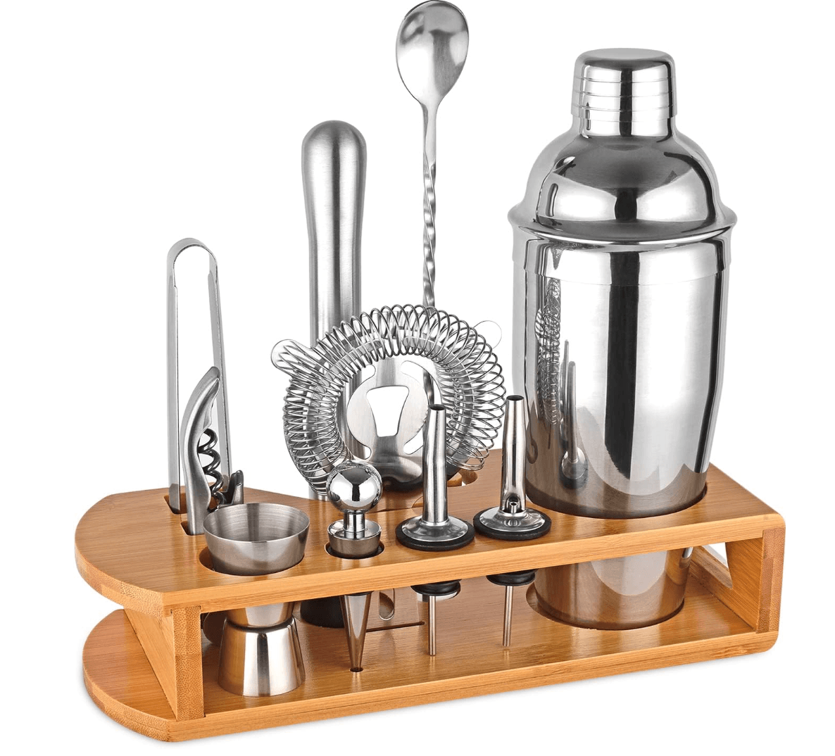 Wukuna Cocktail Shaker Set Bartender Kit, 12-Pcs Bar Tool with Bamboo Stand