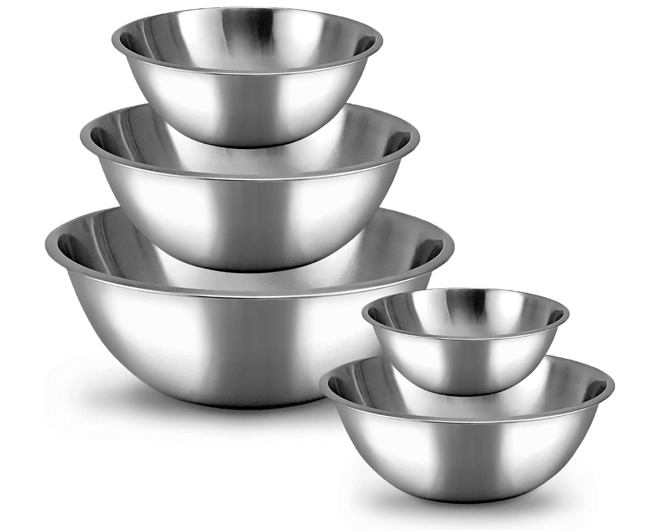 Stainless Steel Mixing Bowls Set, 5-Piece Meal Prep & Food Storage