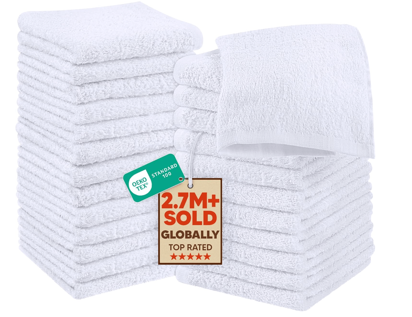 Utopia Towels 24 Pack Cotton Washcloths Set, 100% Ring Spun Cotton, Premium Quality Flannel Face Clo