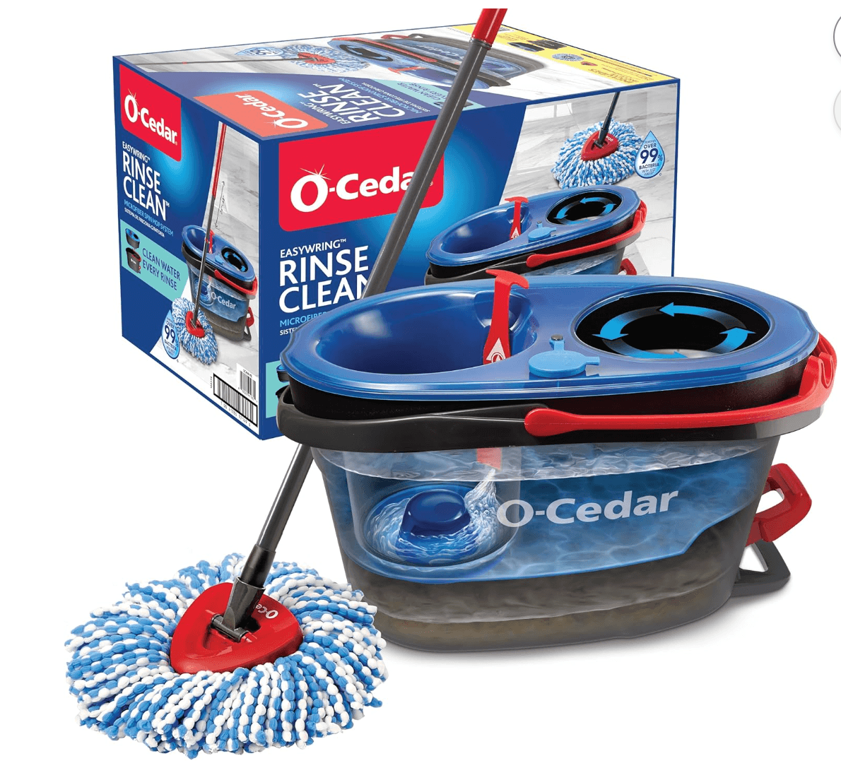 O-Cedar RinseClean Spin Mop & Bucket System | Clean with Clean Water | Removes 99% of Bacteria