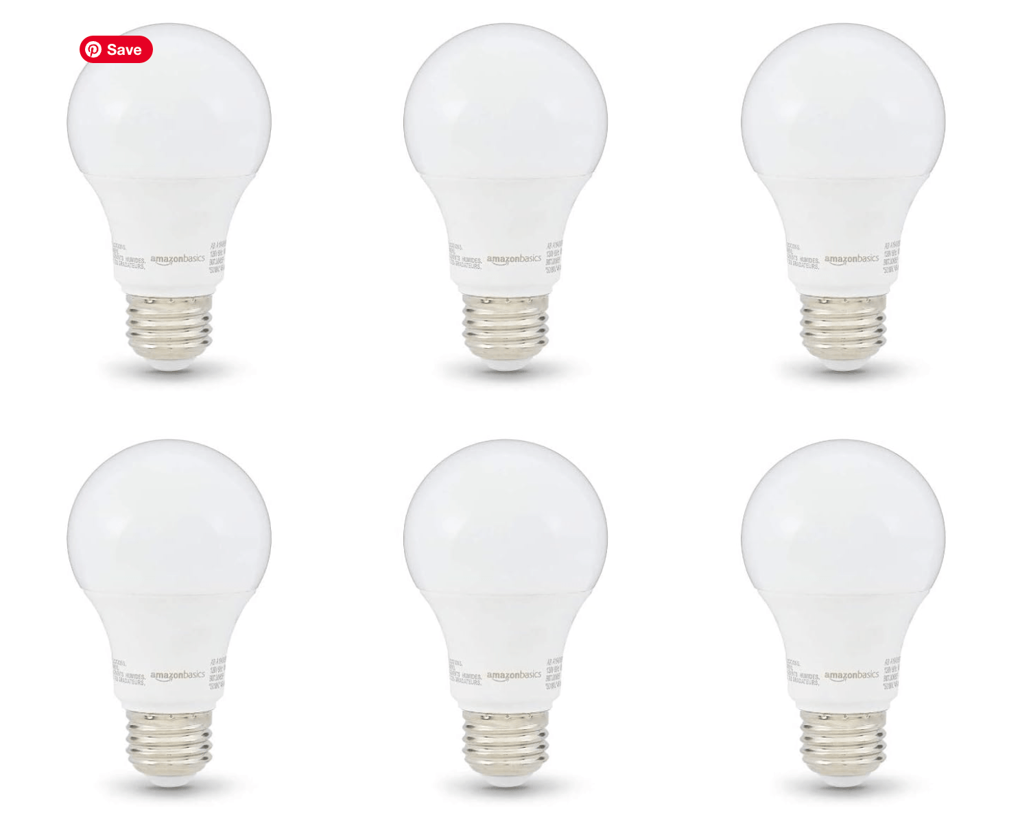 Amazon Basics Non-Dimmable LED Light Bulbs, Great Brightness, 40W Equivalent, 6W, E26 Standard Base,