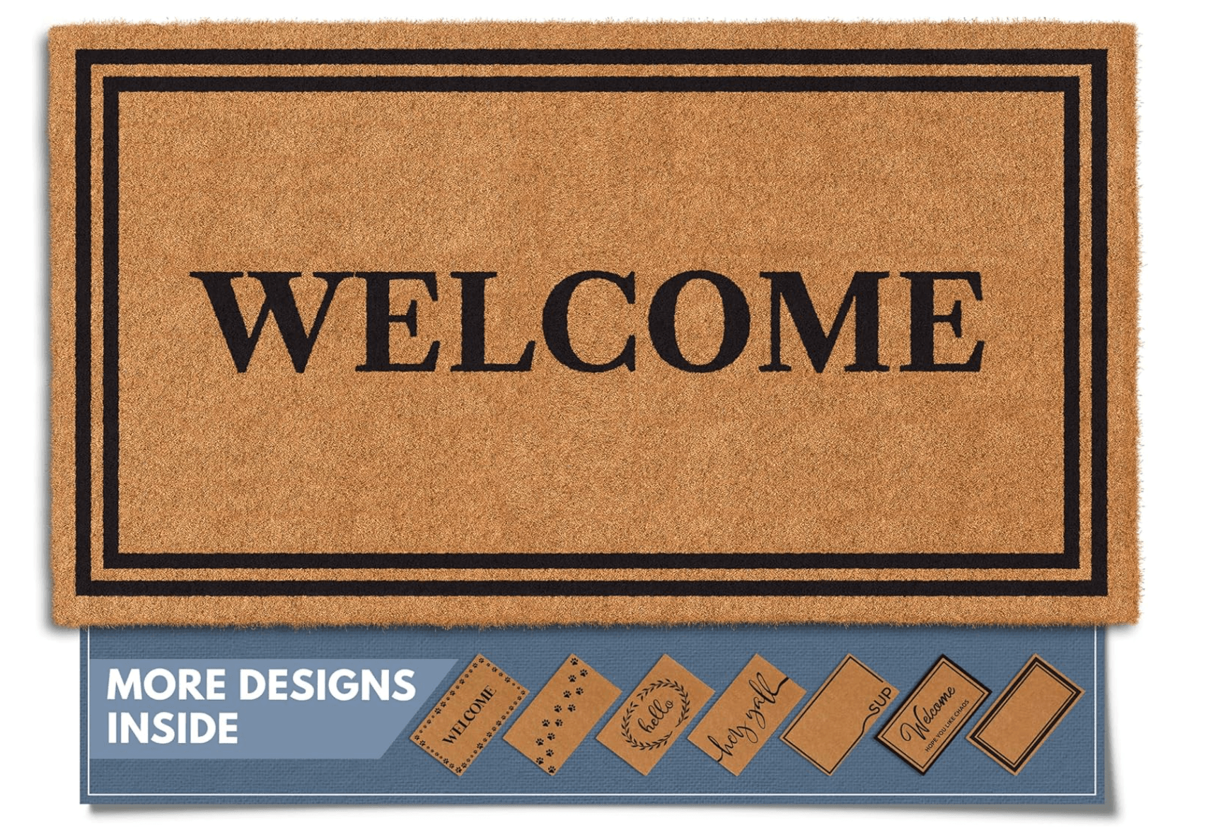 Barnyard Designs Natural Coco Coir Non-Slip Doormat (17x30, Welcome)